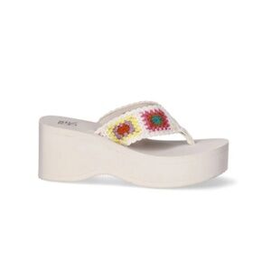 No Bo Women's Mid-Heel Platform Thong Wedge Sandals